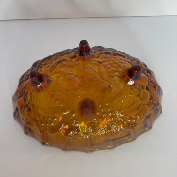 Vintage Indiana Carnival Glass Amber Footed Bowl – 7.75" H x 8.5" W Iridescent D - Picture 5 of 8